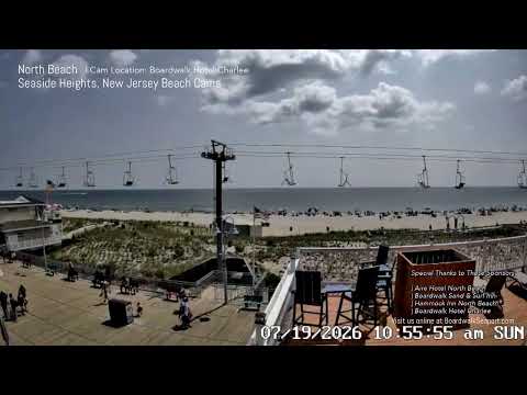 NORTH BEACH - Seaside Heights, New Jersey | Jersey Shore Beach Cam LIVE 4K (Boardwalk Hotel Charlee)
