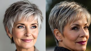 Elegant Hairstyles for Women Over 40+ 50+60+ / latest pixie cutting ideas 2025