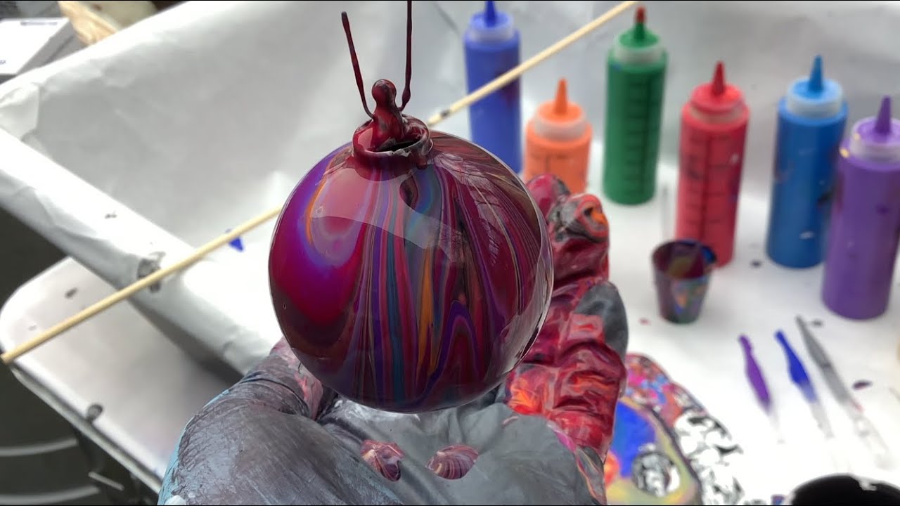 Acrylic Poured Christmas Bulb Ornaments #6-8 of 100 + Paint Skin - YouTube