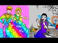 Paper Dolls Dress Up - Poor Wife vs Rich Wife Handmade Dress - Barbie Story & Crafts