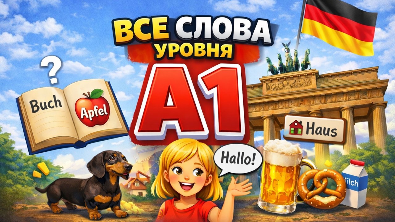300 СЛОВ УРОВНЯ А1 🇩🇪  БАЗОВЫЕ СЛОВА НА НЕМЕЦКОМ