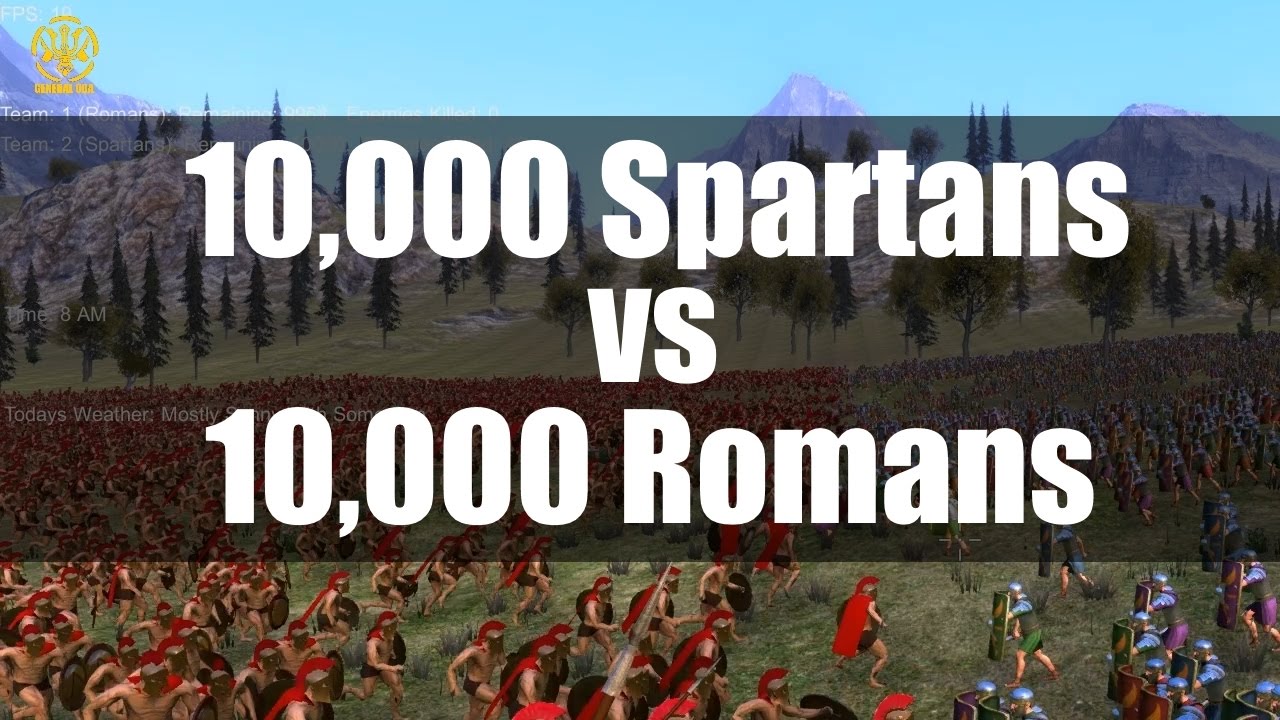10 000 Spartans Vs 10 000 Romans Epic Battle Simulator Youtube