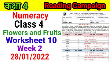 Class 4 Maths Numeracy Worksheet 10 Week 10 | Class 4 Reading Campaign Numeracy Week 2 |