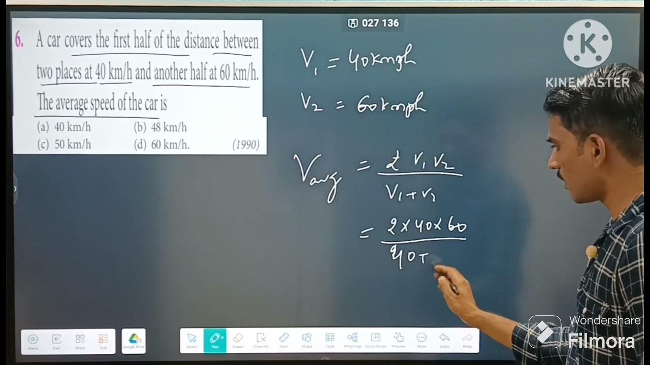 A CAR COVERS THE FIRST HALF OF THE DISTANCE BETWEEN TWO PLACES AT 40KMPH AND ANOTHER HALF AT