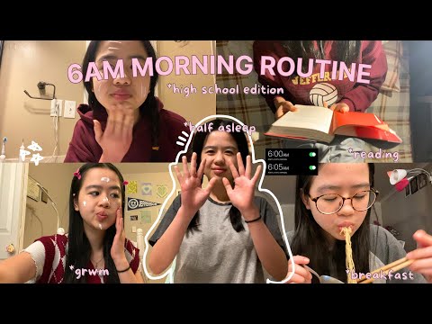 my 2 HOURS 6AM SCHOOL MORNING ROUTINE 😼🏫 (productive and chaotic!!)