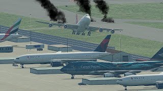 B747 Plane Goes Into Parking Of Planes ... Emergency Landing Goes Extremely Wrong [ Xp 11 ]