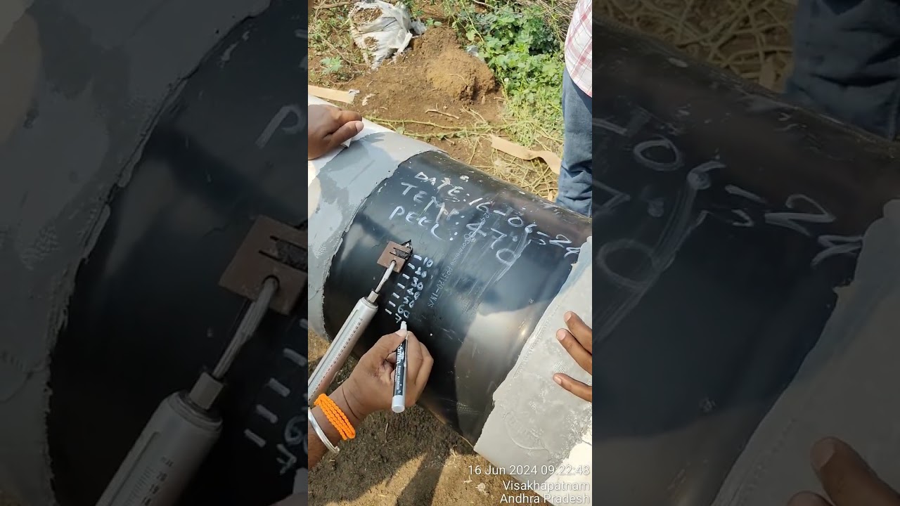 Cross country Pipeline (API 1104)  3LPP Joint Coating Peel testing.