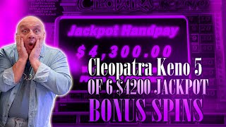 Cleopatra Keno 5 of 6 $4200 Jackpot Bonus Spins
