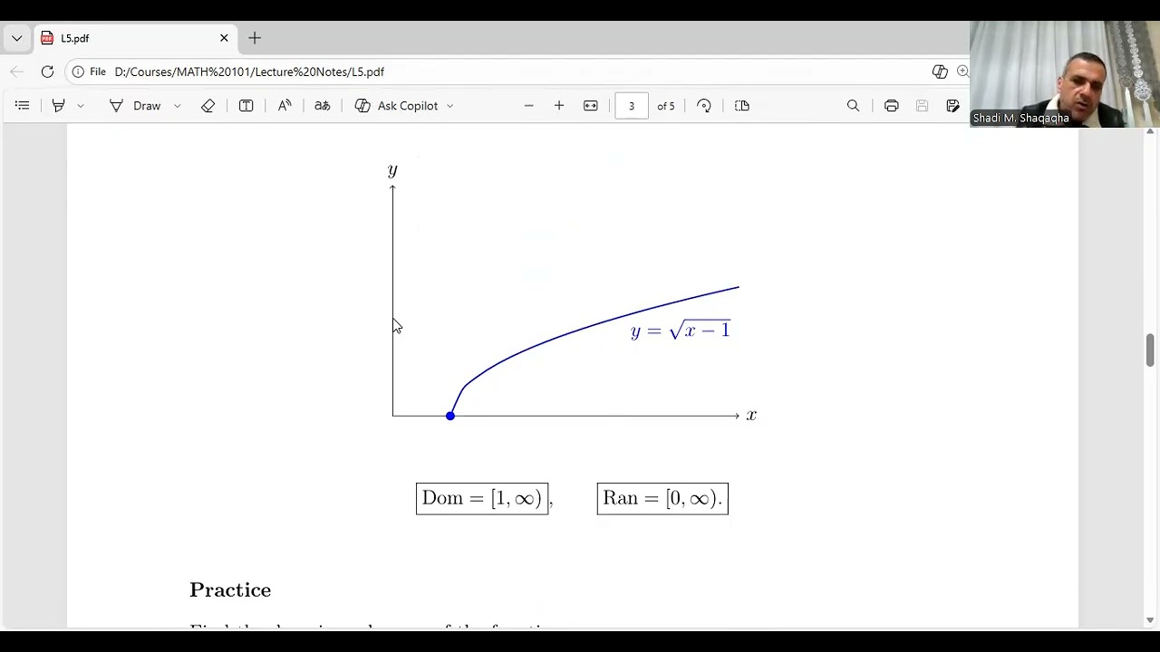 Calculus I – Lecture 5:  Domain & Range from Formulas and Graphs + EvenOdd Functions