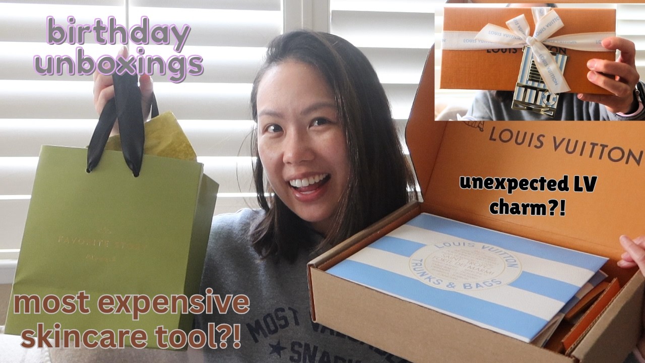 Birthday unboxings | an unexpected Louis Vuitton free charm - YouTube