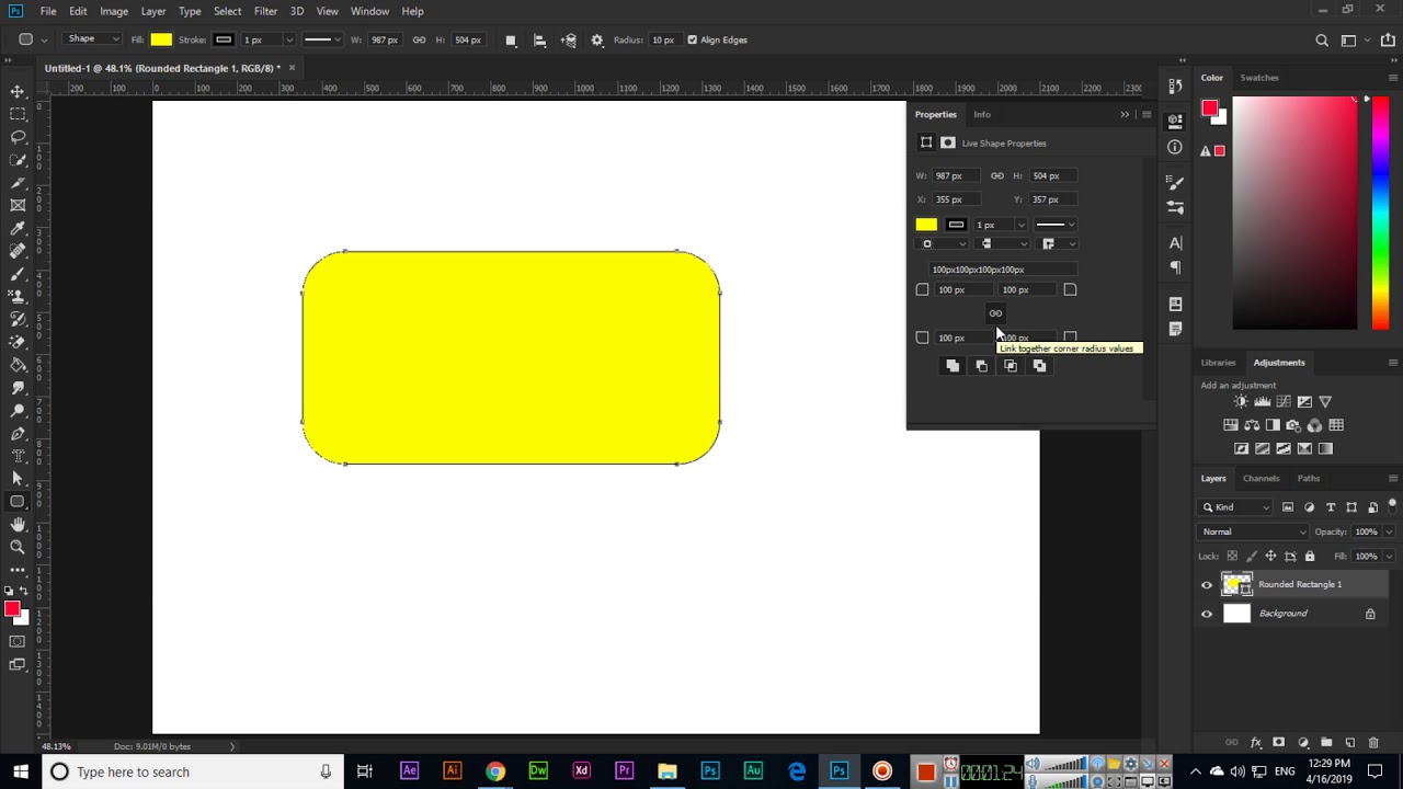 Rounded Rectangle Tool - Adobe Photoshop CC 2019