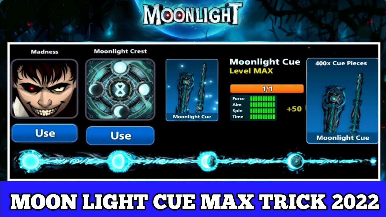 Moon light cue max trick 2022 || Moon light cue max backup || Moon light cue pieces backup||