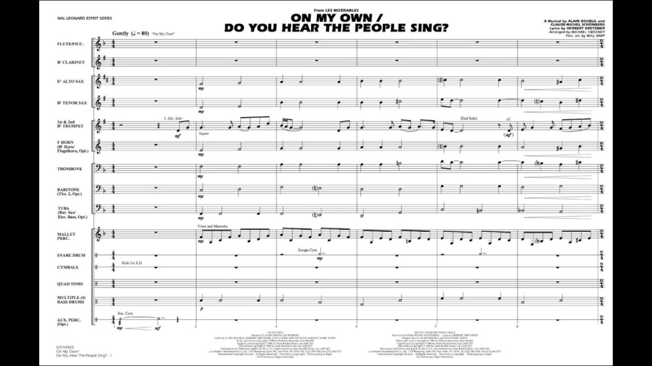 On My Own Do You Hear The People Sing From Les Miserables By Sheet Music For Marching Band Buy Print Music Hl Sheet Music Plus