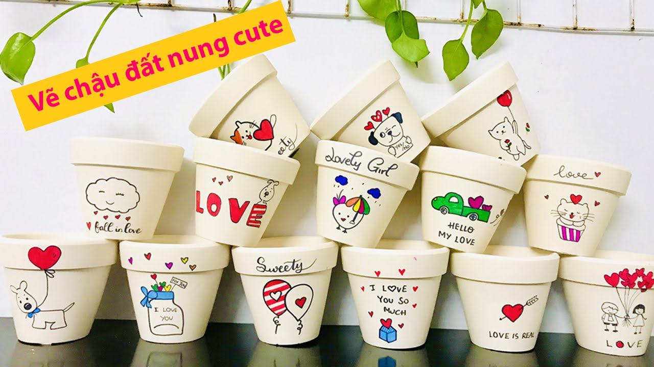 Trang Trí Chậu Cây Bằng Cách Vẽ Icon Cute - Vẽ Chậu Đất Nung Đơn Giản Tại  Nhà - Youtube