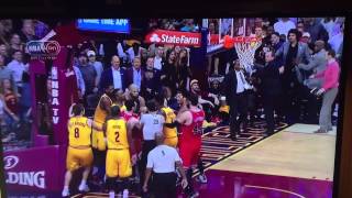 Taj Gibson ejected game 5 2015 playoffs vs Cleveland 3rd quarter