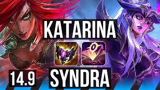 KATARINA vs SYNDRA (MID) | Quadra, 500+ games | EUW Master | 14.9