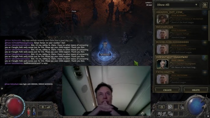 Elon Musk Playing Path Of Exile 2 (Livestream 5 April 2025)