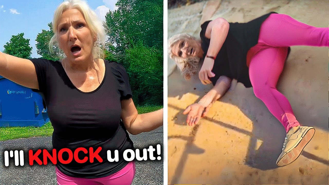 Karen Gets Her Jaw Rocked For Harassing A Delivery Driver..