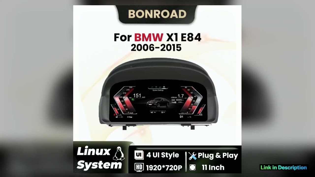 BONROAD 11 Inch Linux System Car Digital Dashboard For BMW X1 E84 20062015 Panel Speedometer