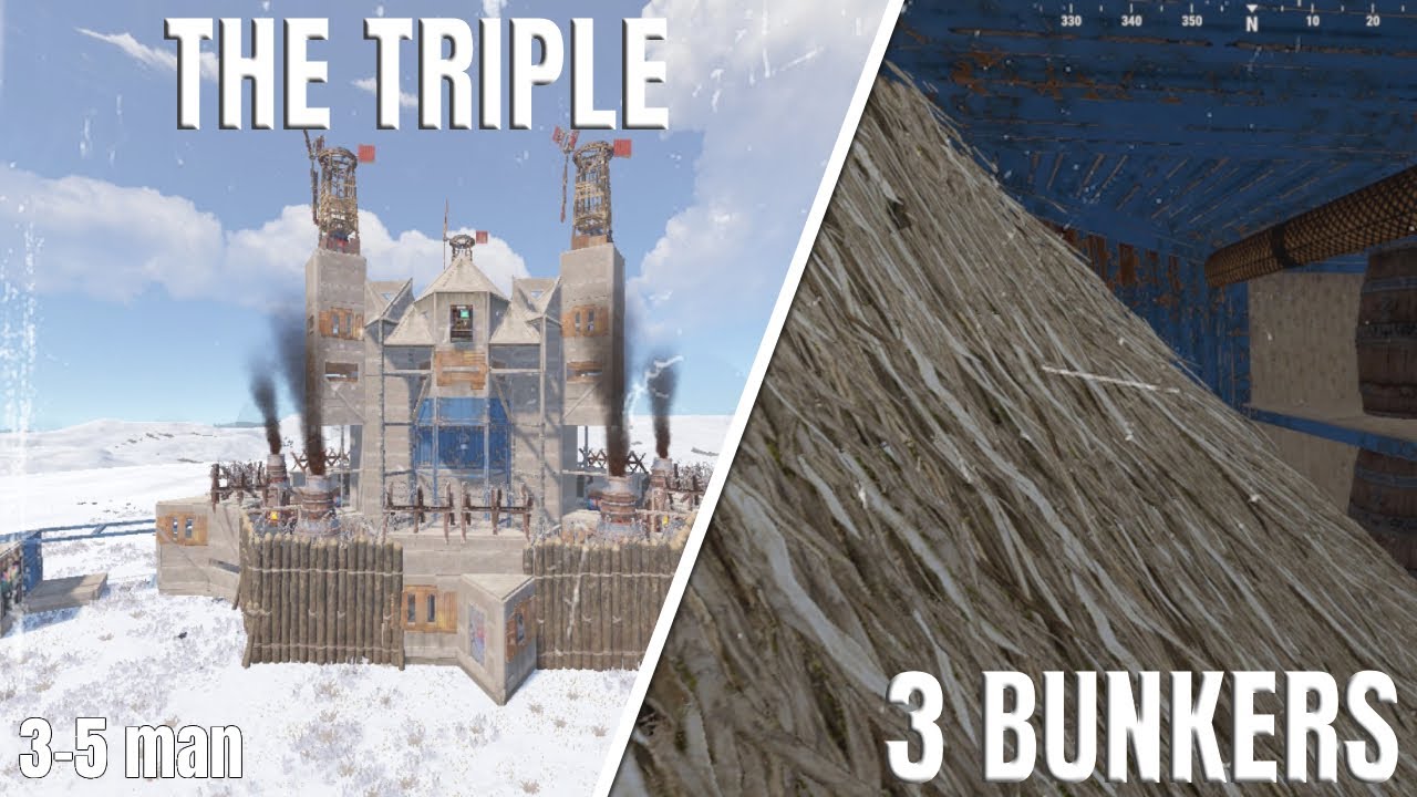 Base Triple Bunker - 3.5man | Rust Base Designs 2025