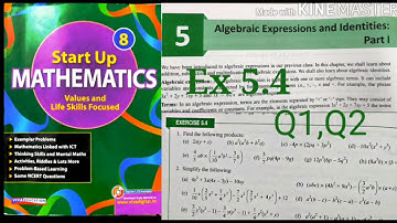 Algebraic Expressions and Identities Exercise 5.4 class 8 Q1,Q2|Start up Mathematics Rajmith study