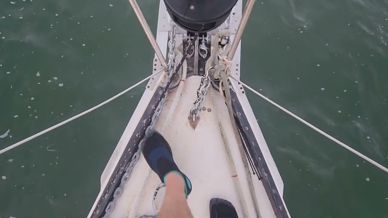 Installed Sailboat Bow Sprit, anchor rollers and snubber C&C 39