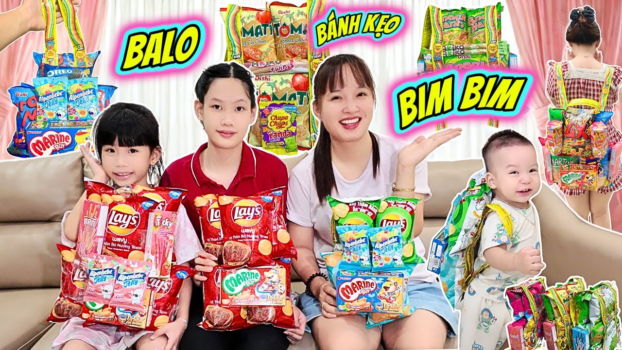 Gia Đình MiMi Lần Đầu Làm BaLo Bim Bim - BaLo Bánh Kẹo Cùng Cô Chuột.. Balo MiLo Hay MiMi Ai Đẹp Hơn
