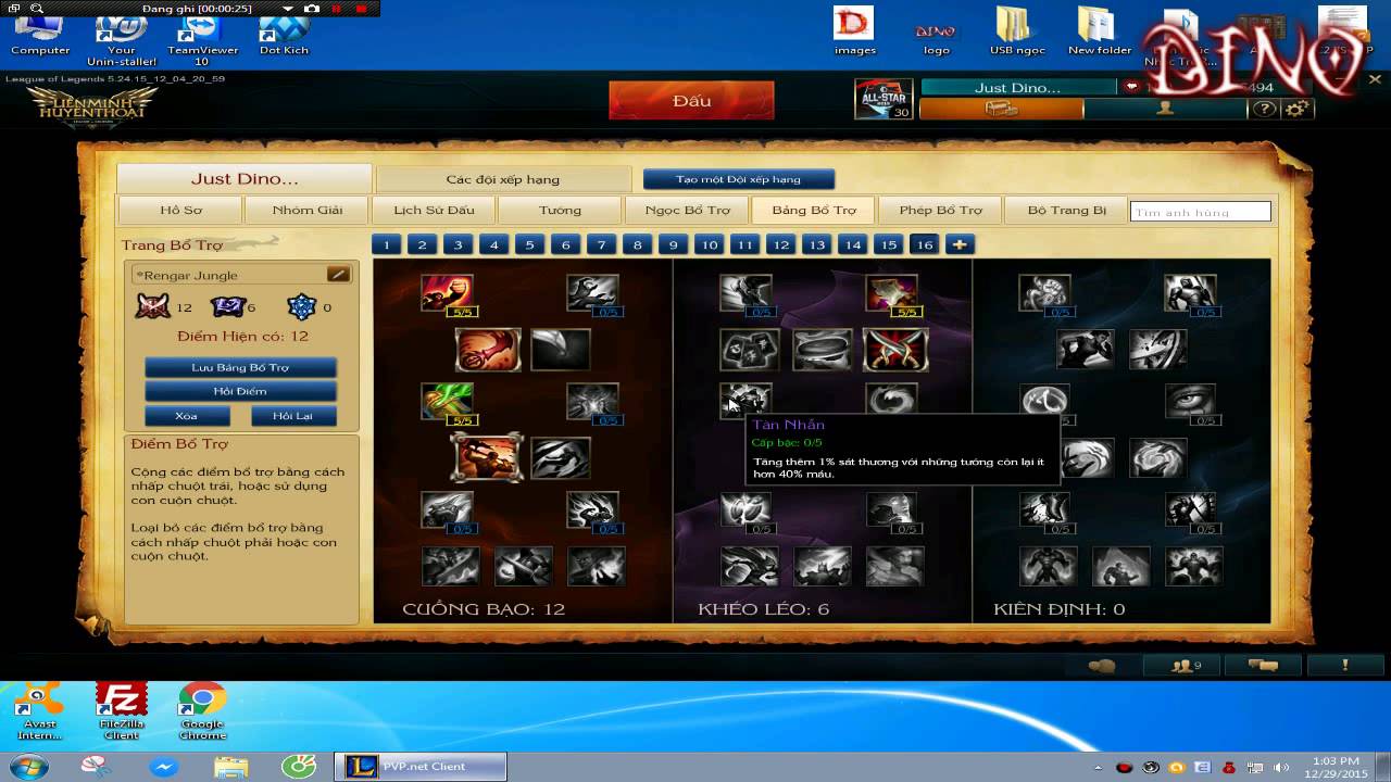 Jungle Rengar Masteries Season 6 - Dino Gamer LOL