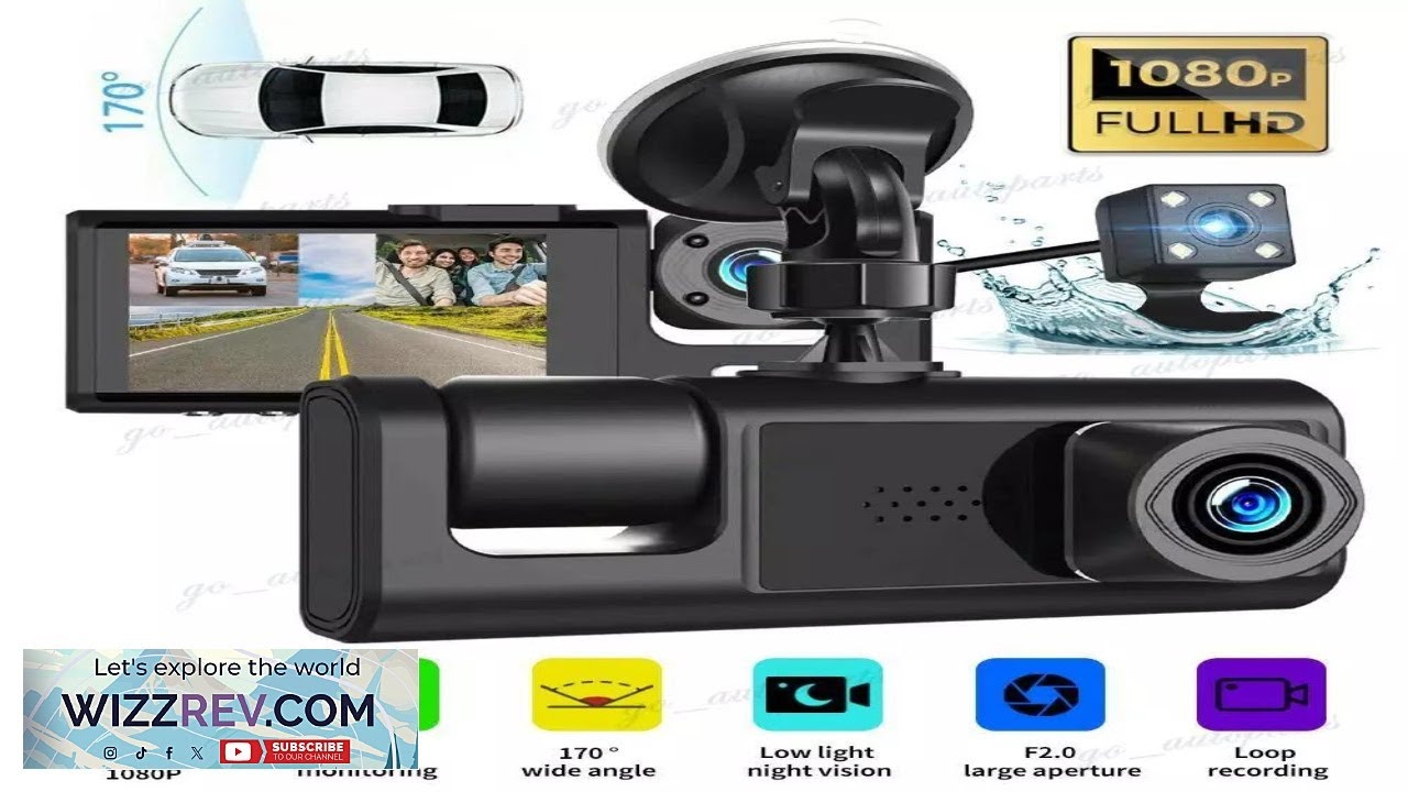 Car Dual Lens Dash Cam HD 1080P Front Rear Inside Video Recorder Camera G sensor Review