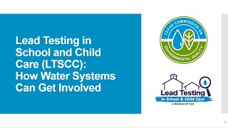TCEQ's Lead Testing in School and Child Care Facilities - May 2025