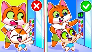 DON'T Push Those Buttons! Elevator Safety Rules | Cartoon | Purr Purr