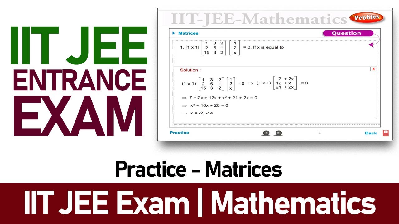 IIT JEE Entrance Exam | Practice | Matrices | IIT JEE Exam ...