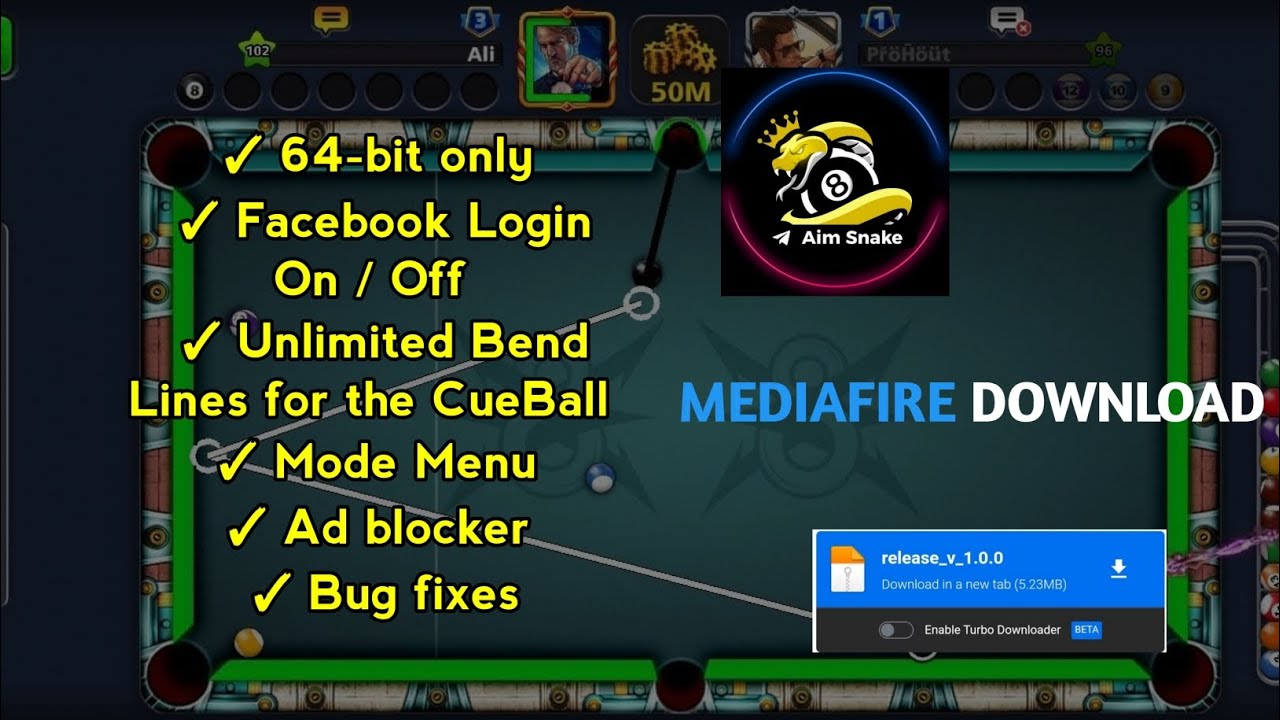 Free 8 Ball Pool snake tool Aim Tool101 new update snake Aim