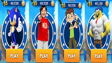 Sonic Dash vs Tag with Ryan vs SpongeBob Run vs Ben10 Up to Speed   Gameplay Walkthrough