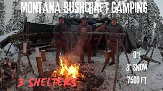 Montana Bushcraft Camping in 0°F and 8in snow @ 7500FT Elevation | 2 Days