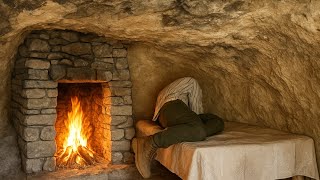 Build a warm shelter in a cave, a winter refuge.