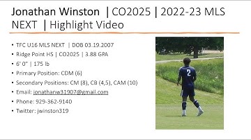 Jonathan Winston CO2025 MLS NEXT 2022/23 Highlight Video