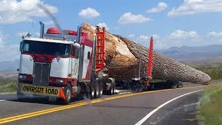 Extremely Dangerous Oversize Logs Truck. Famous Wood Processing Mill &amp; Manufacturing Cable Drum