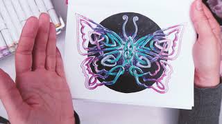 УРОК Бабочка спиртовыми маркерами || Раскраска в подарок || Роспись бабочки в кельтском стиле