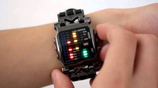 Waterproof Binary Silicone Band Metal LED Watch