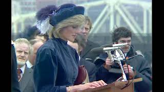 (1983) 21yo Princess Diana makes a speech at the opening of the Redheugh Bridge in Gateshead, UK