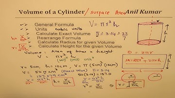 Volume of Cylinder Formula and Calculate height or Radius