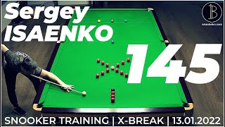 MARVELOUS 💯 TOTAL CLEARANCE | Sergey Isaenko 145 | Snooker Training | X-BREAK | 13.01.2022
