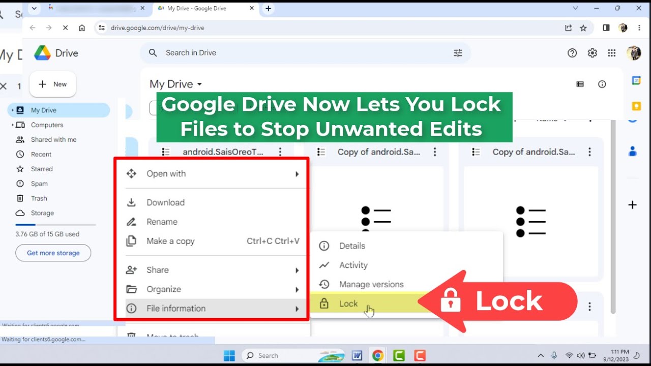 How to Lock Files on Google Drive to Stop Unwanted Edits - YouTube