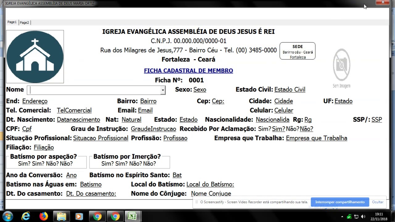 Como fazer Ficha de Membro para Igreja com a Imagem do membro e Arquivo salvo em pasta em PDF