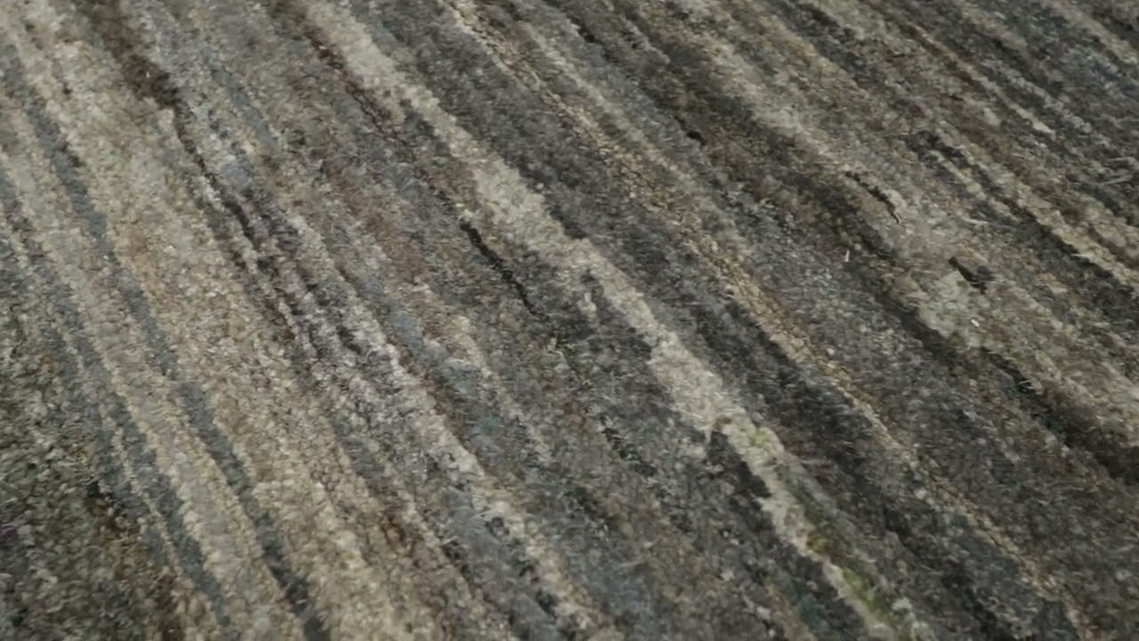 Rug & Kilim's Solid Textural Rug, Blue and Gray Monochrome Stripes and Striae -35143