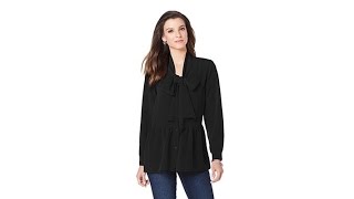 DG2 by Diane Gilman TieNeck Peplum Blouse