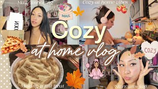 COZY FALL VLOG 🧸🍂🕯️ unboxing more pacakges, no bake cheecake, skincare + yap + more 