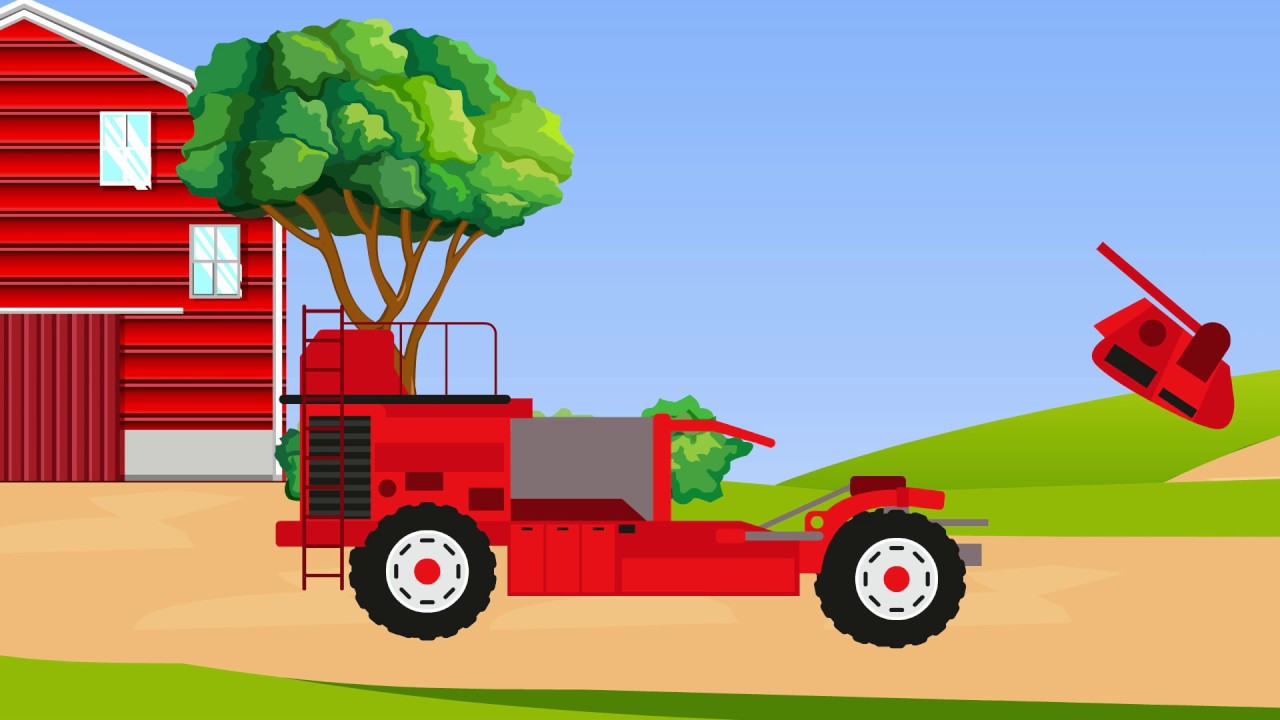 Combiner, ferme, tracteur récolte des animations de carottes pour les ...