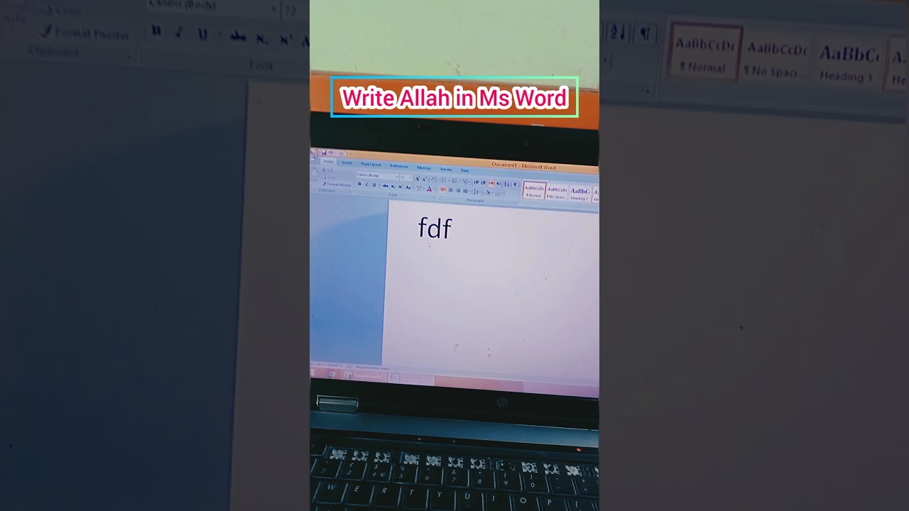 How to write Allah in ms word 
